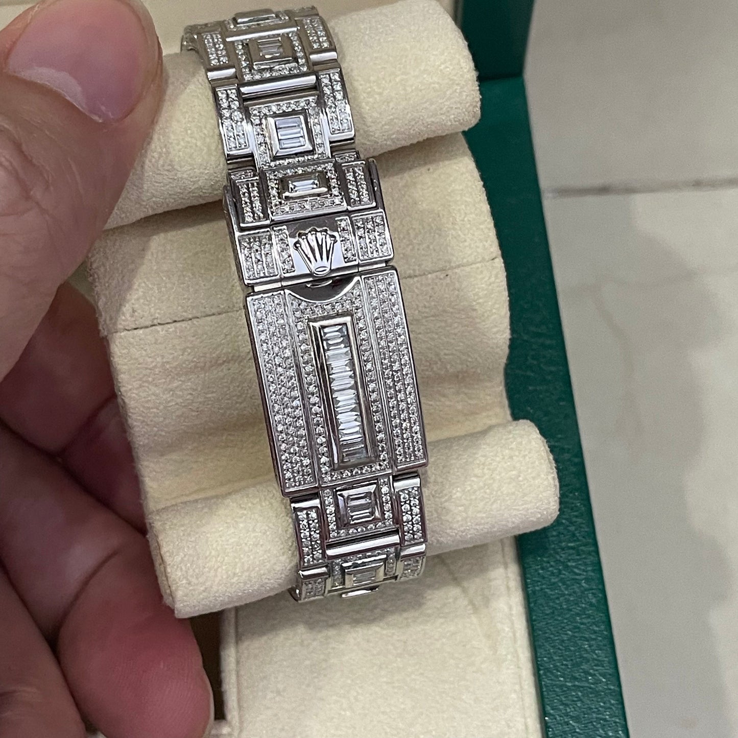 (Pre-Love) Rolex Diamond Ice GMT Master 2 Stainless Steel Custom Diamonds 40mm Model 116710LN Dec 2017 with Box and Authentication Card (Available - Bank Transfer only)