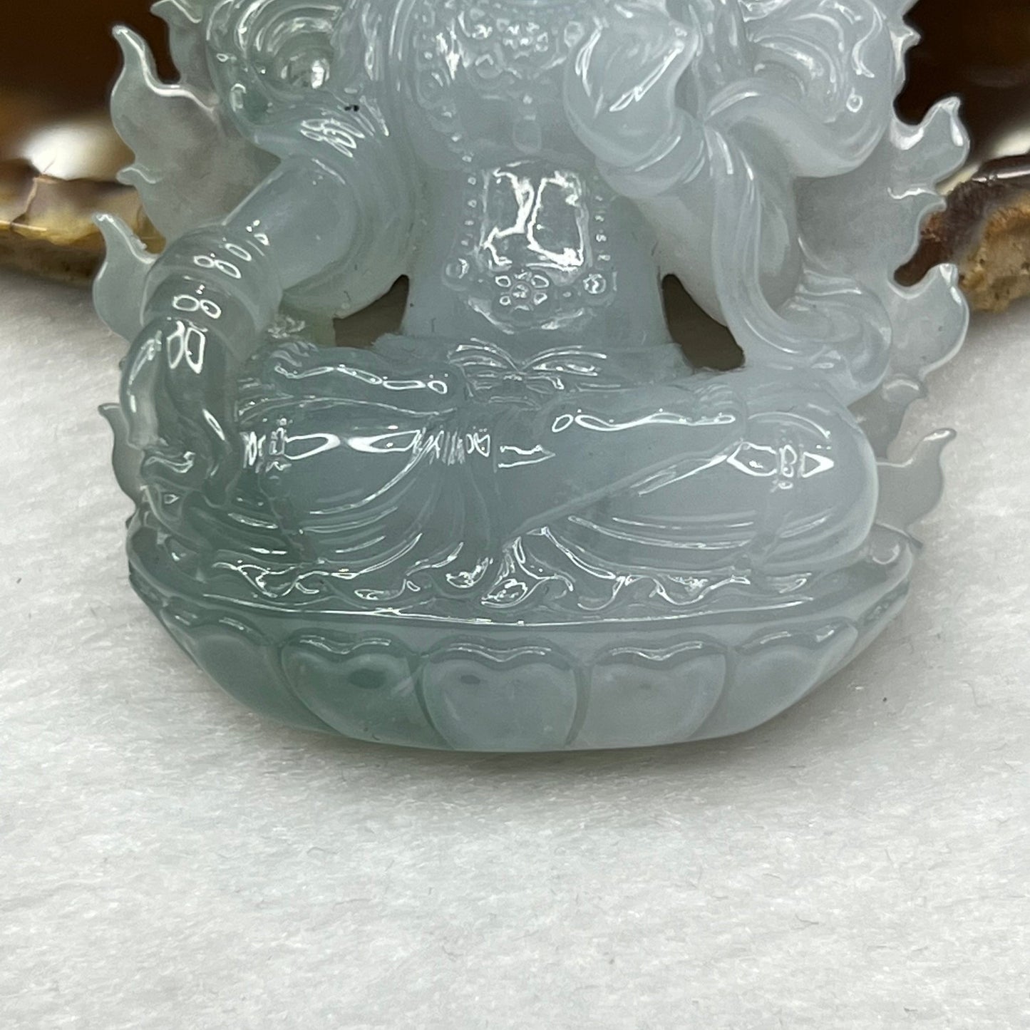 Rare Great Grand Master Icy Blue Green Jadeite Guan Yin 59.41g 65.1 by 45.6 by 15.5 mm
