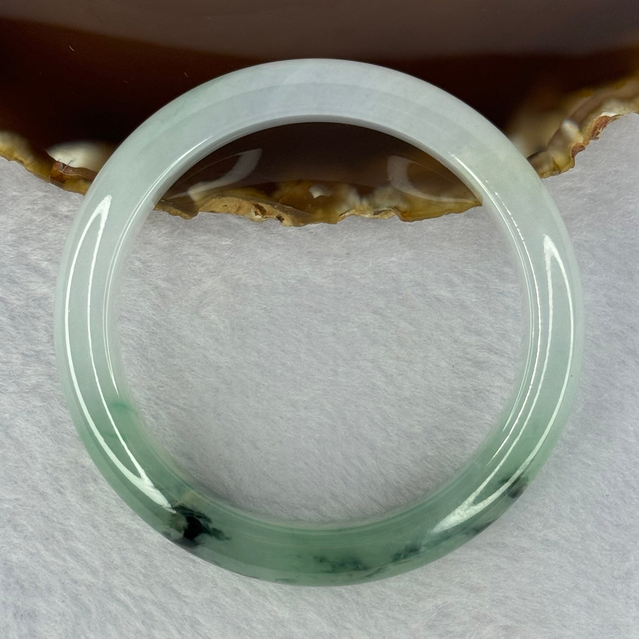 Type A Semi ICY Jelly Green Piao Hua with Lavender and Yellow Jadeite Bangle 49.99g Internal Diameter 53.25mm 11.9 by 8.14mm With SGA Singapore Gemology Authority Cert No 22W54214 (Internal Line)