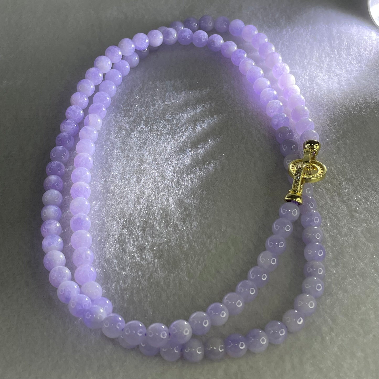 Very Rare High Grade Type A Full Intense Lavender Jadeite Beads Necklace 45.37g 64cm 6.2mm 108 Beads