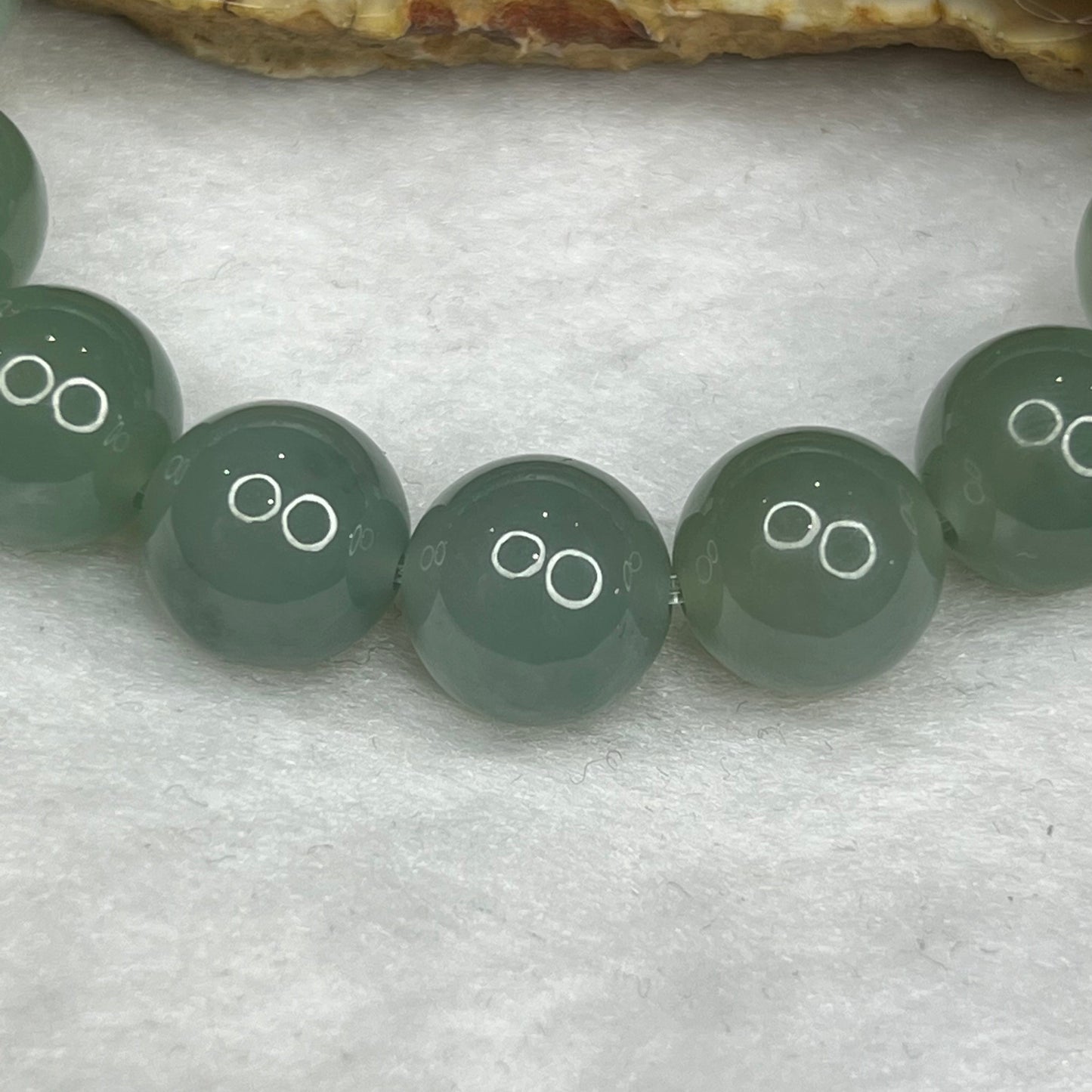 RARE Type A Semi Icy Sky blue and Green Bracelet 59.76g 13.0mm/bead 16 Beads