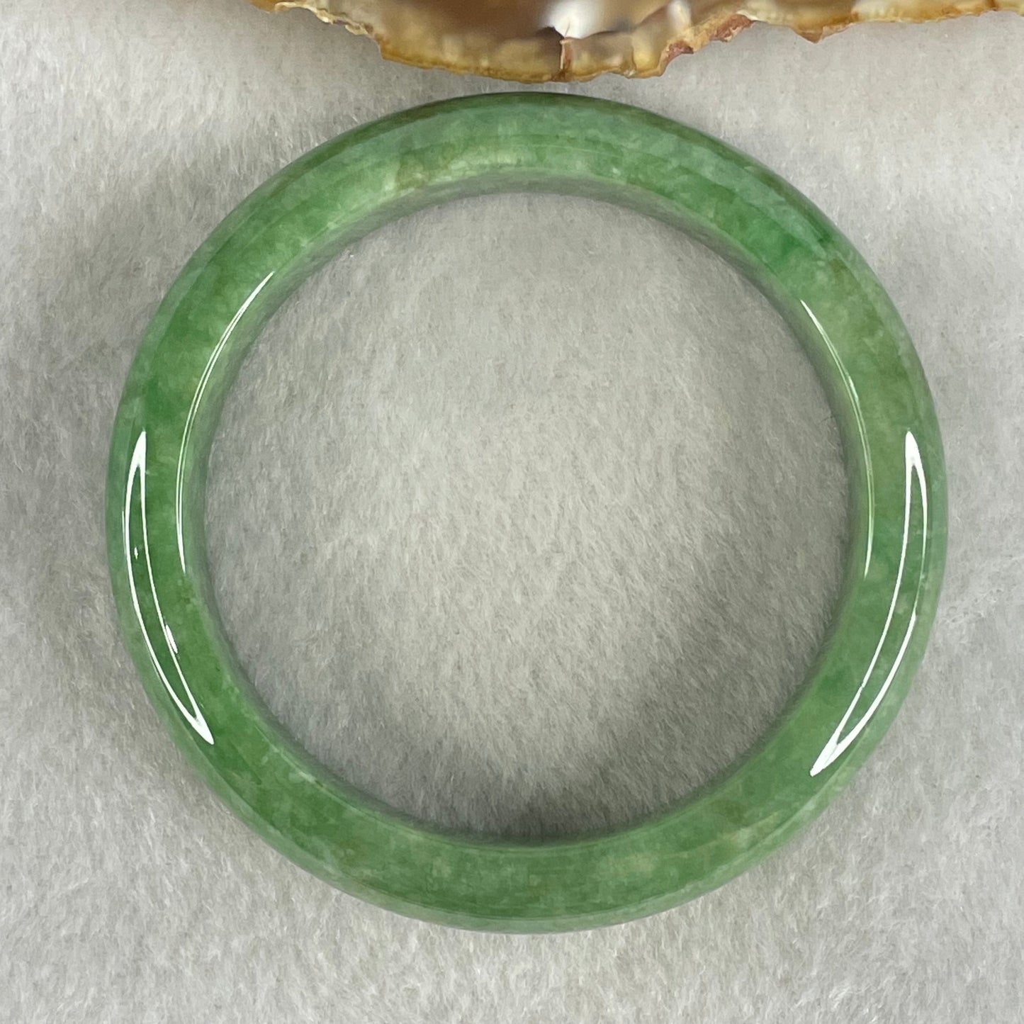 Rare Type A Full Spicy Green Jadeite Bangle 55.95g Inner Diameter 55.2mm 13.5 by 7.8mm (Slight Internal Lines)