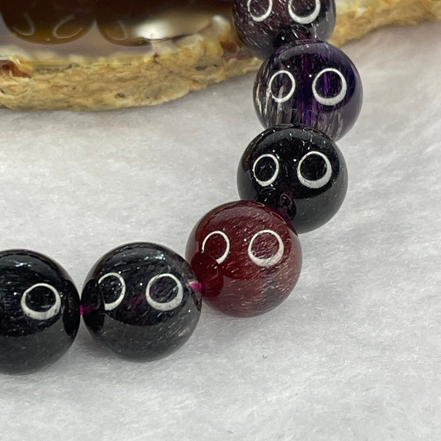 Very Very High End Natural Black Super 7 Crystal Bracelet 17 Beads 13.0mm 48.17g