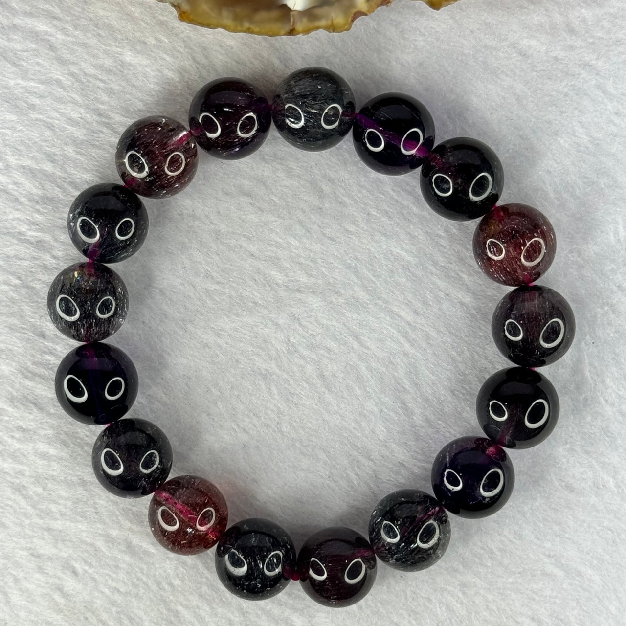 Super Rare Triple Excellence Grade Natural Transparent Dark Blackcurrant Super 7 Beads Bracelet 超级罕见三重卓越级透明深天然黑加仑超级七珠手链 43.49g 18cm 12.5mm 17 Beads