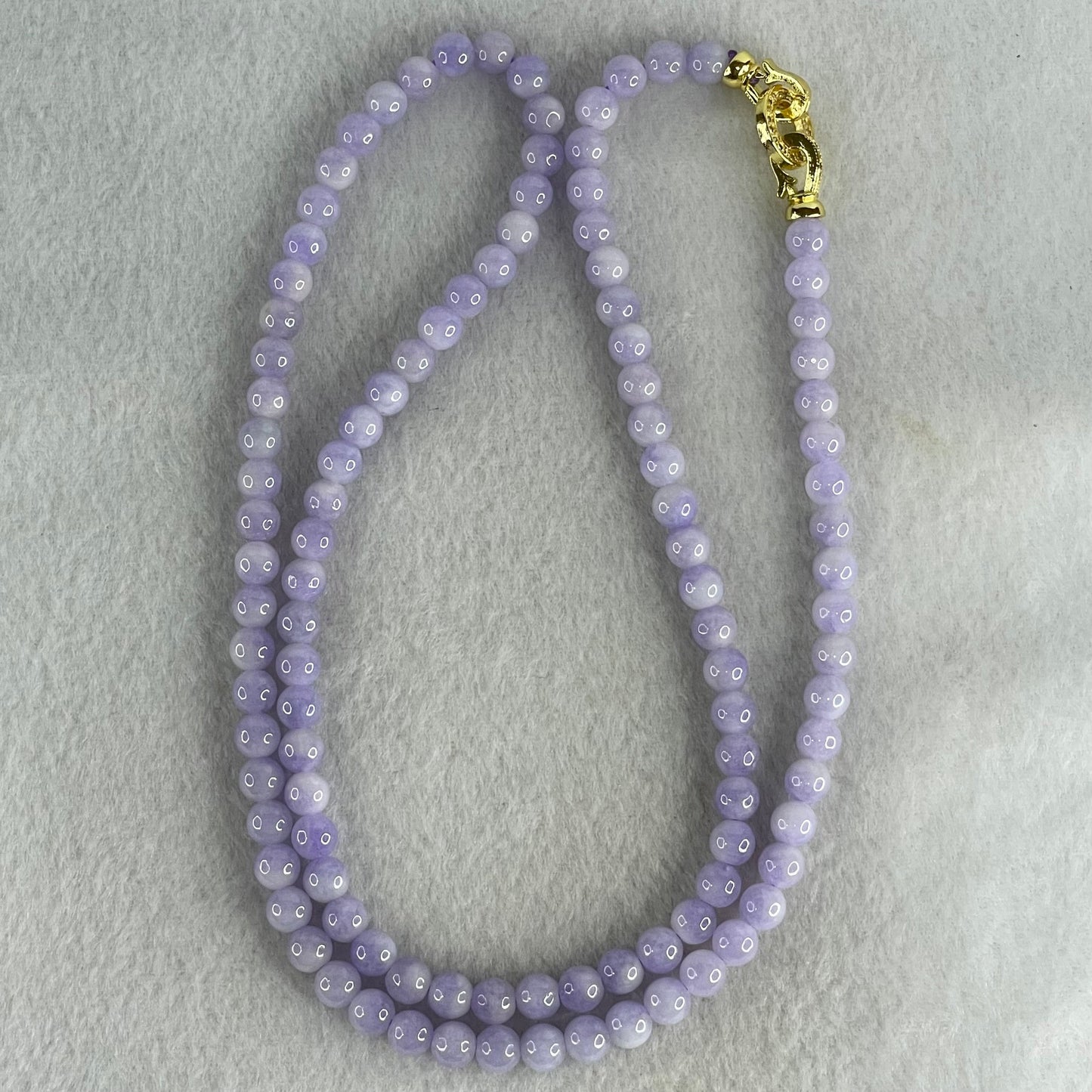 Very Rare High Grade Type A Full Intense Lavender Jadeite Beads Necklace 45.37g 64cm 6.2mm 108 Beads