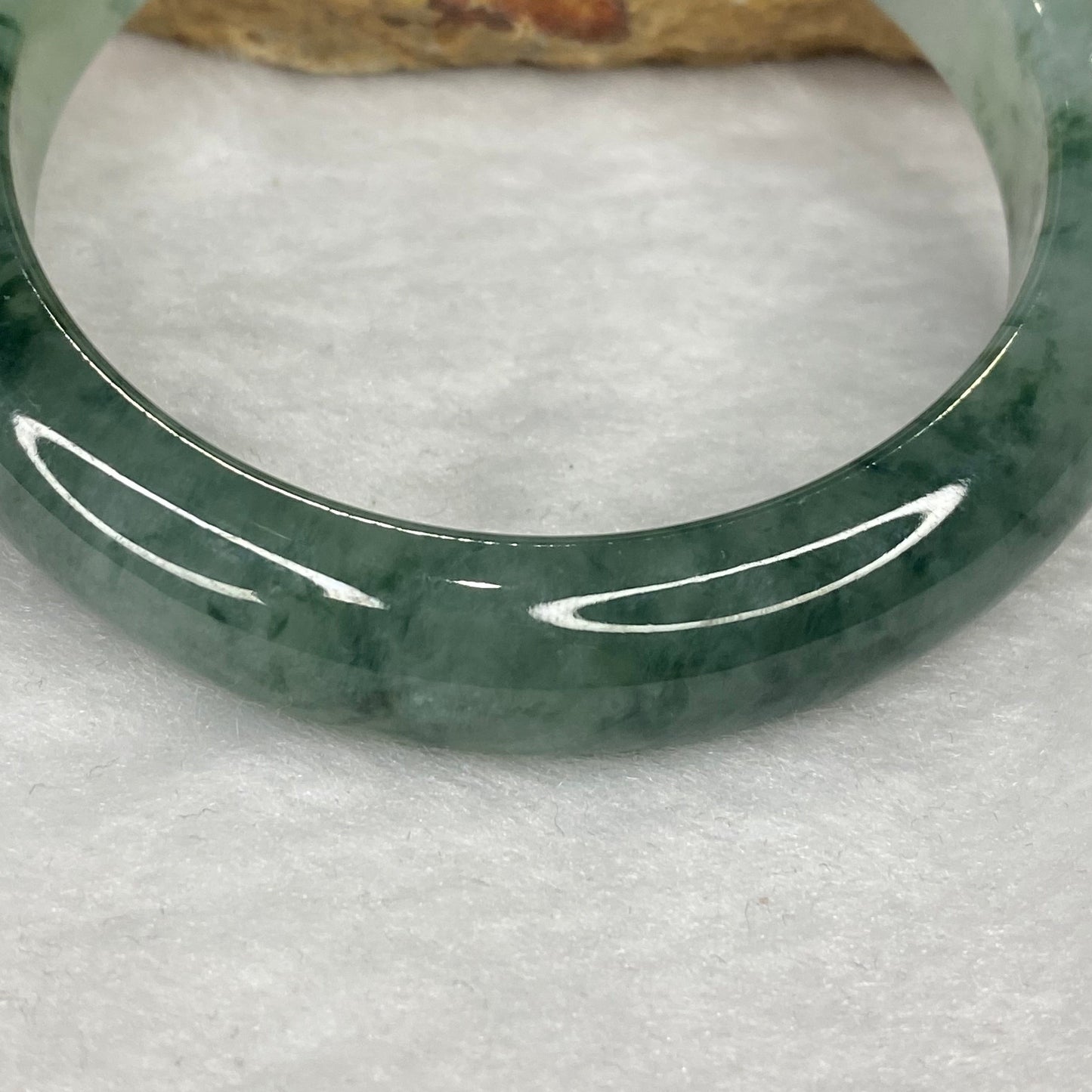 Rare High End ICY Type A Piao Hua Jadeite Bangle 60.19g 56.5mm 12.4 by 8.7mm