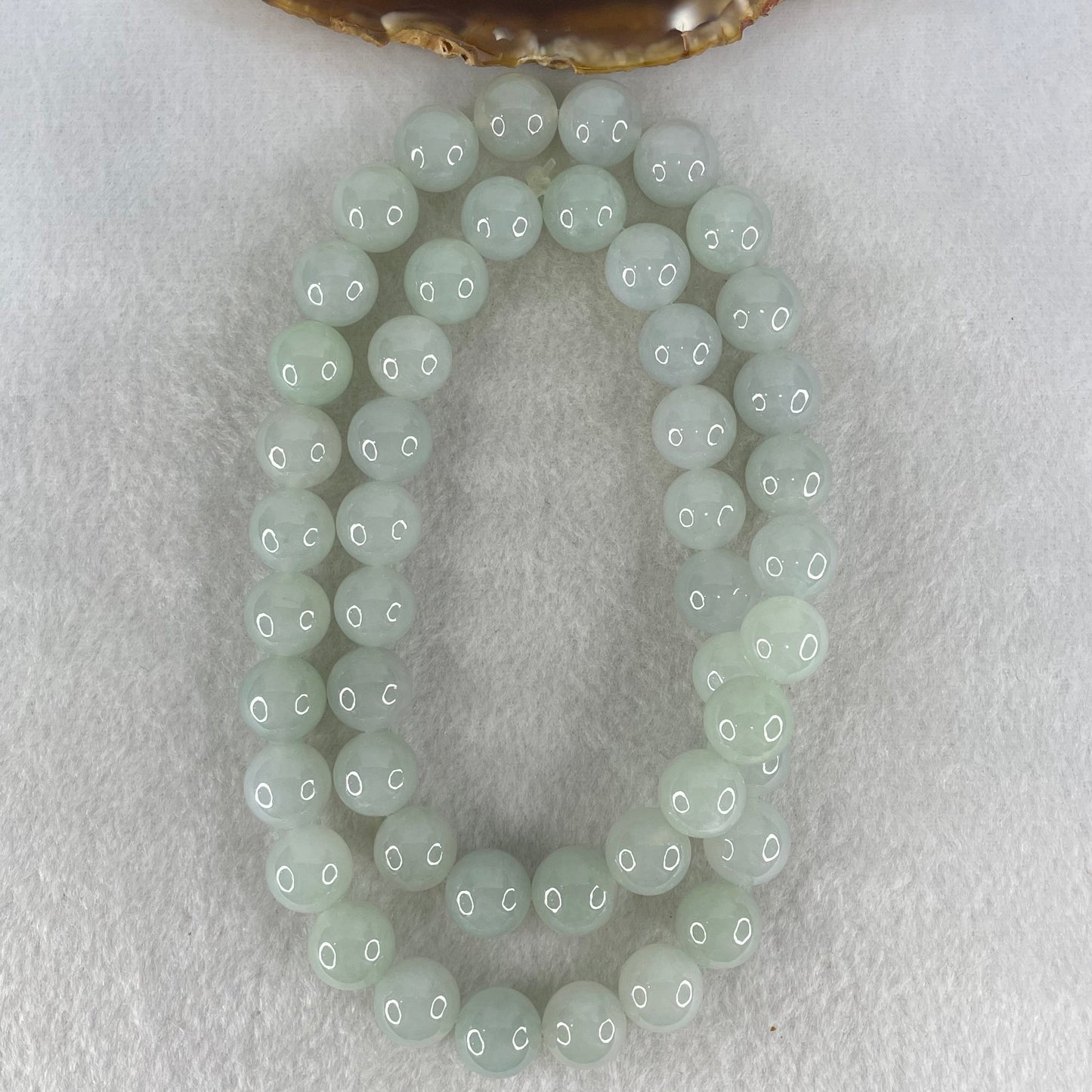 Type A Light Green Lavender Jadeite Beads Necklace 160.48g 56cm 12.6mm 48 Beads