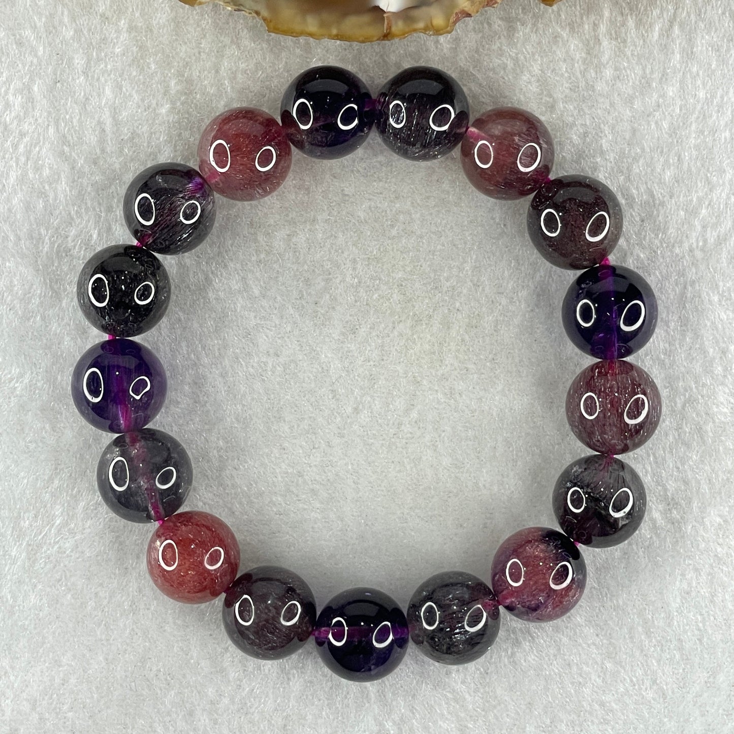 Very Very Good Grade Natural Blackcurrant Super 7 Beads Bracelet 42.87g 16cm 12.3mm 17Beads