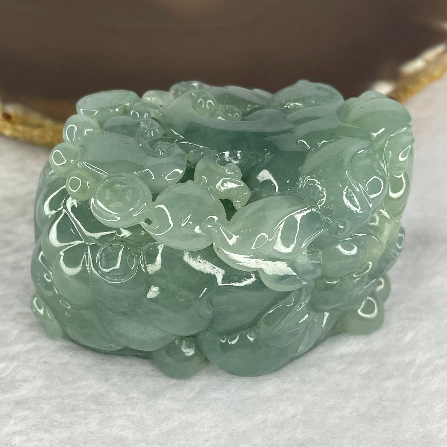 Very Rare Grand Master Type A Deep Intense Sky Blue Jadeite Pixiu with Ruyi and Coins and a Movable Ball inside Mouth 天空蓝貔貅翡翠 Display 184.17g 36.6 by 63.6 by 42.7mm