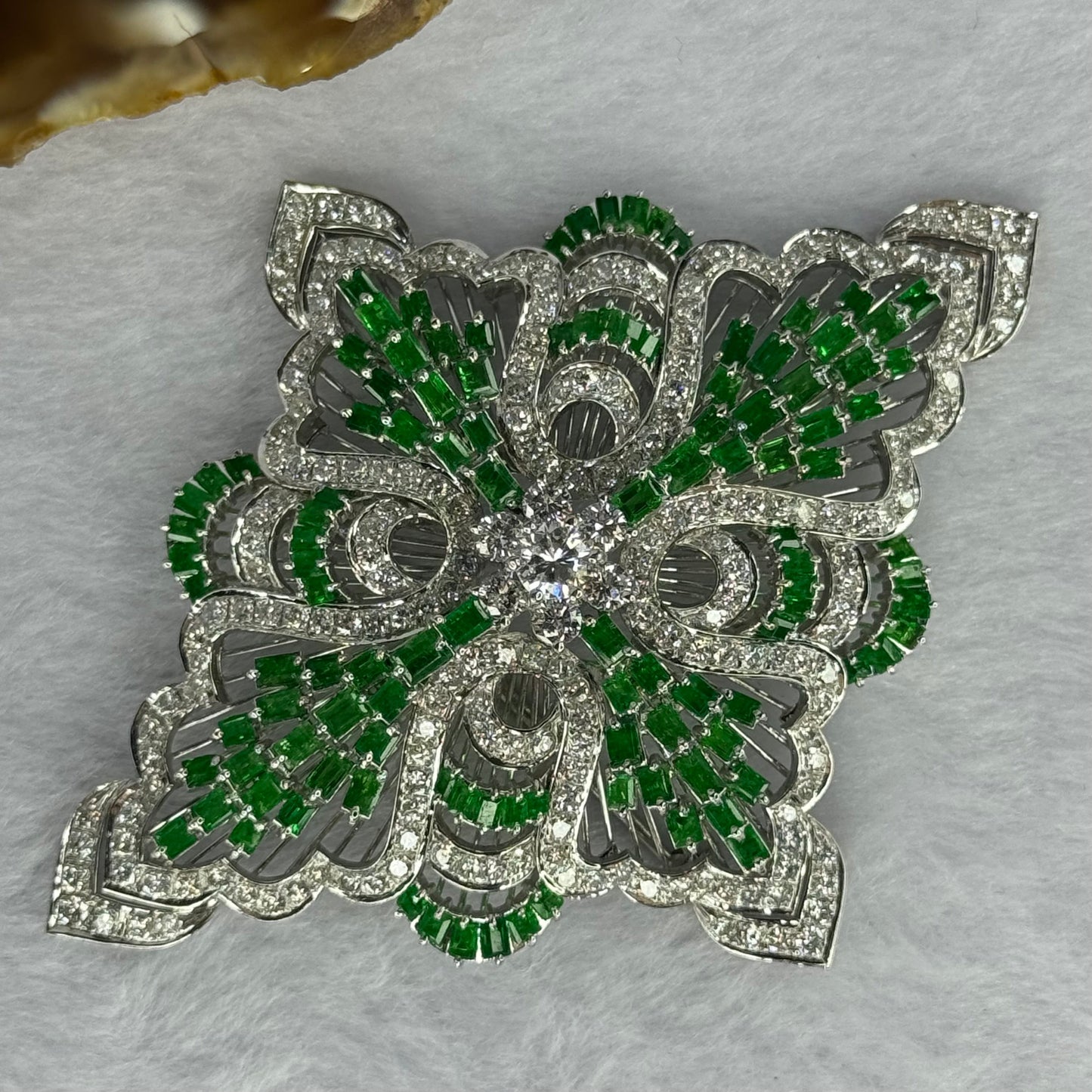 Natural Emeralds (Beryl) Approx. 5.00 cts. Total Weight 38.08g including 114 Emeralds, 208 Natural Diamonds in 14K White Gold with NGI Cert No. 82835784