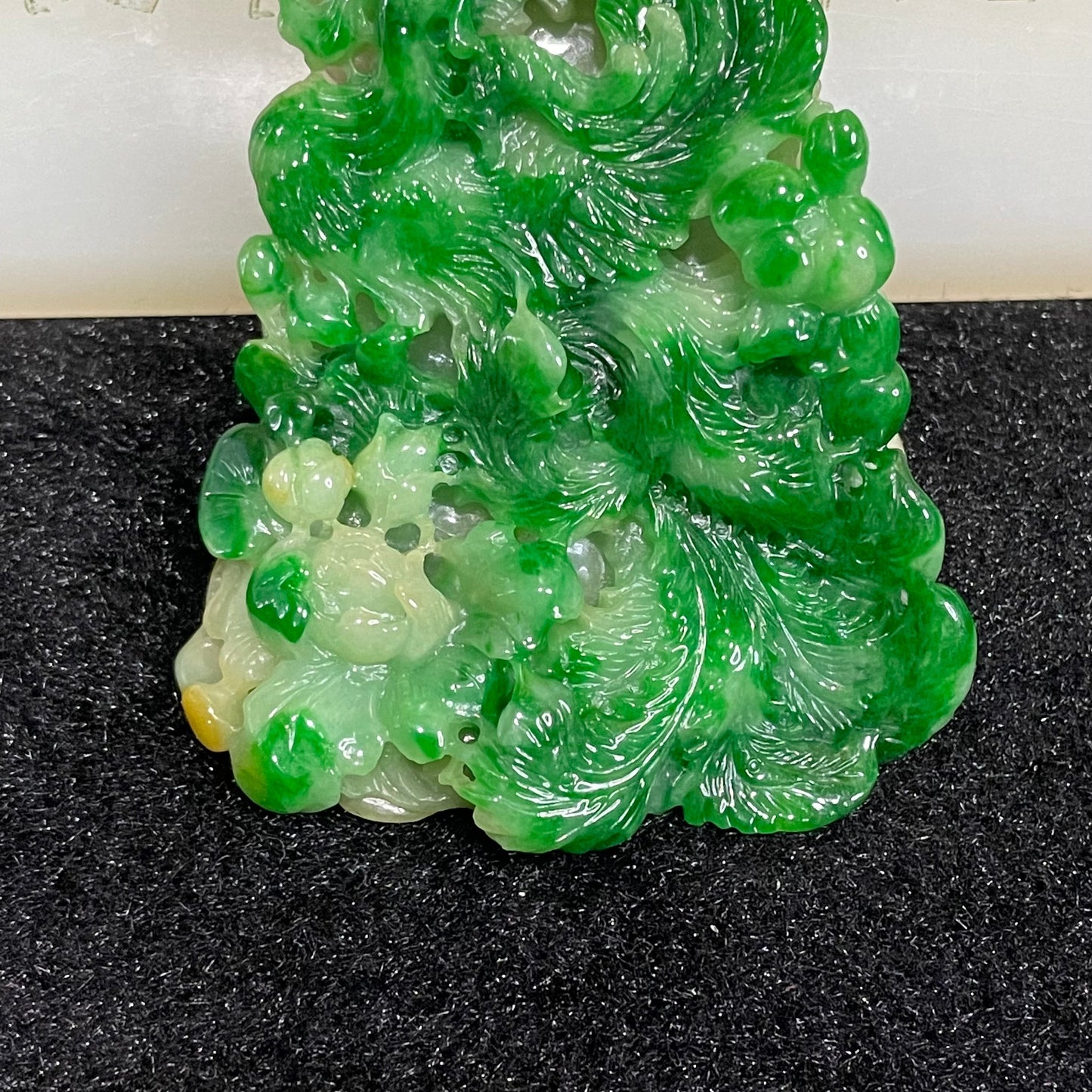 High Quality Type A Spicy Green Phoenix Burmese Myanmar Jade Jadeite Pendant - 50.29g 66.1 by 44.4 by 15.2mm