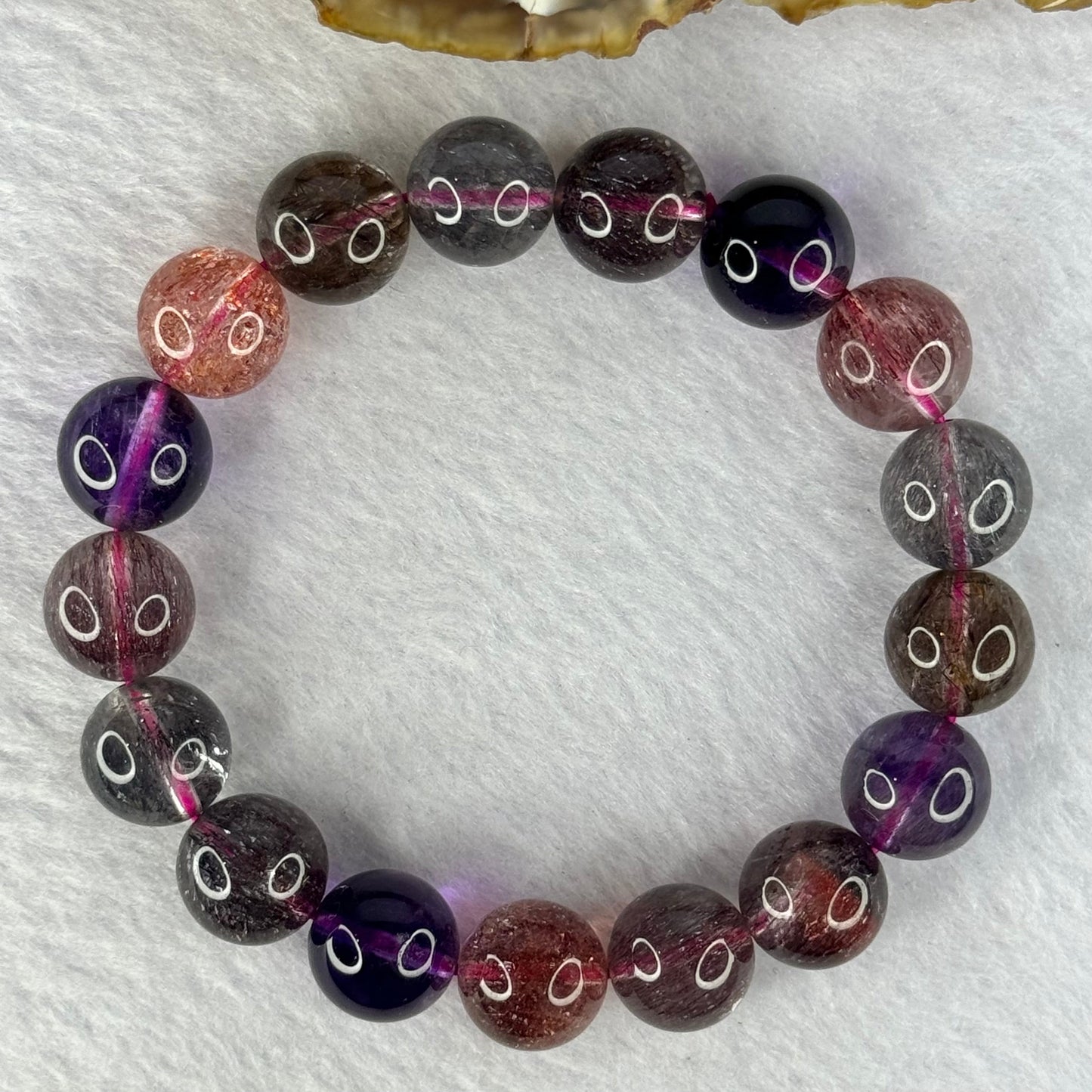 Superior Grade Natural Transparent Blackcurrant Super 7 Beads Bracelet 特级透明天然黑加仑超级七珠手链 43.28g 18cm 12.3mm 17 Beads