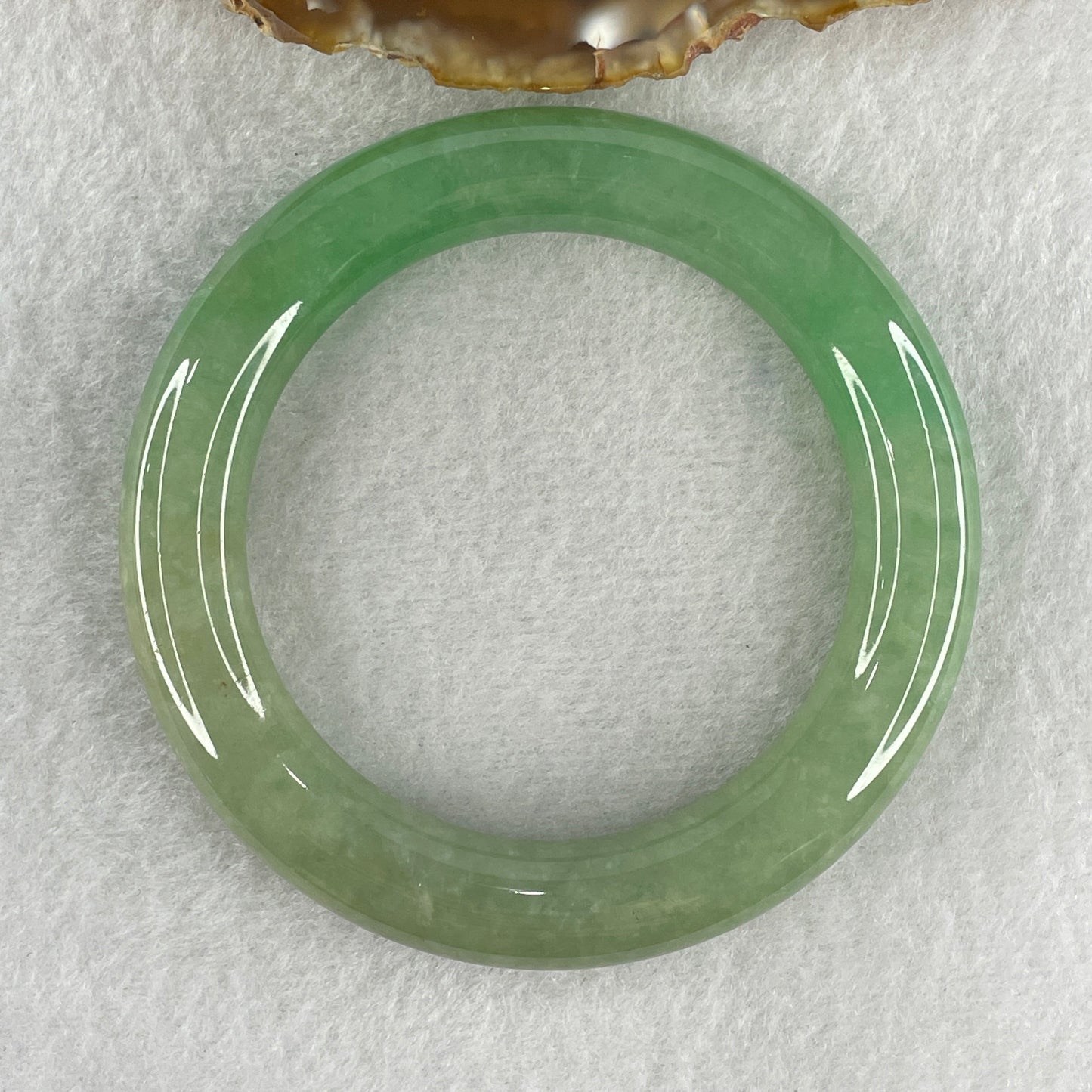 Type A Natural Jelly Full Green with Emerald Green Patches Jadeite Bangle 78.56g Inner Diameter 57.2mm 11.8 by 12.6mm (Close to Perfect)