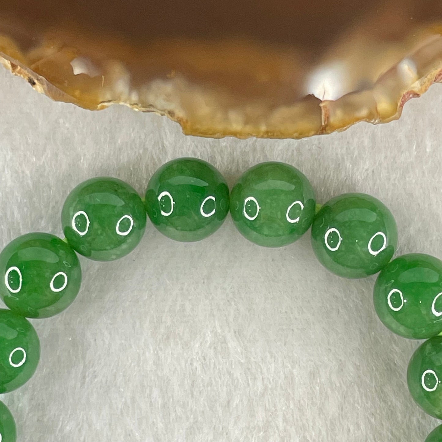Rare High Quality Type A Full Green Jade Jadeite Beads Bracelet 29.76g 9.6mm 16cm 20 beads with NGI Cert No. 16831002