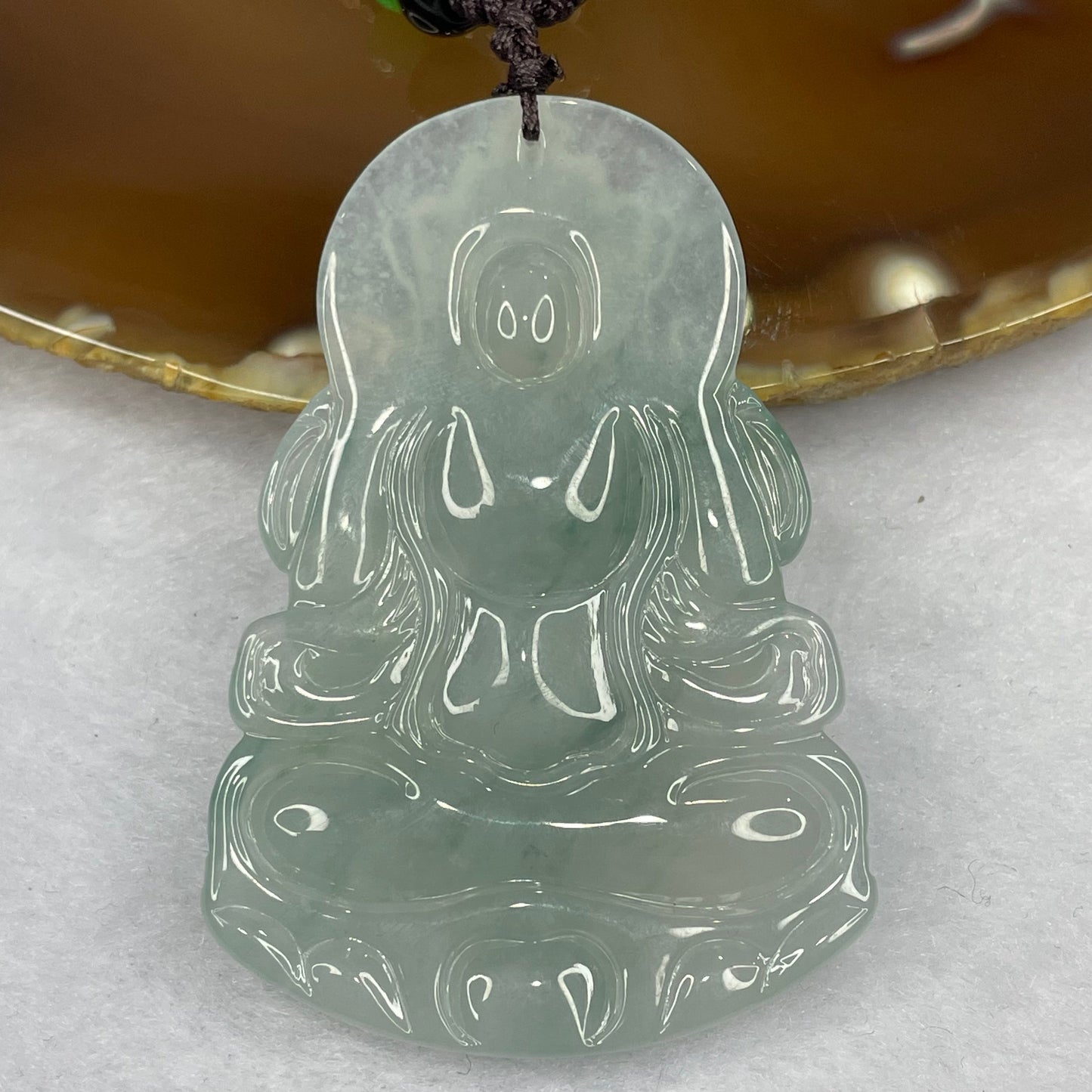 HIGH QUALITY Type A High Icy Green Piao Hua Tibetan Bodhisattva Jade Jadeite Pendant - 22.77g 56.2 by 38.1 by 6.0mm
