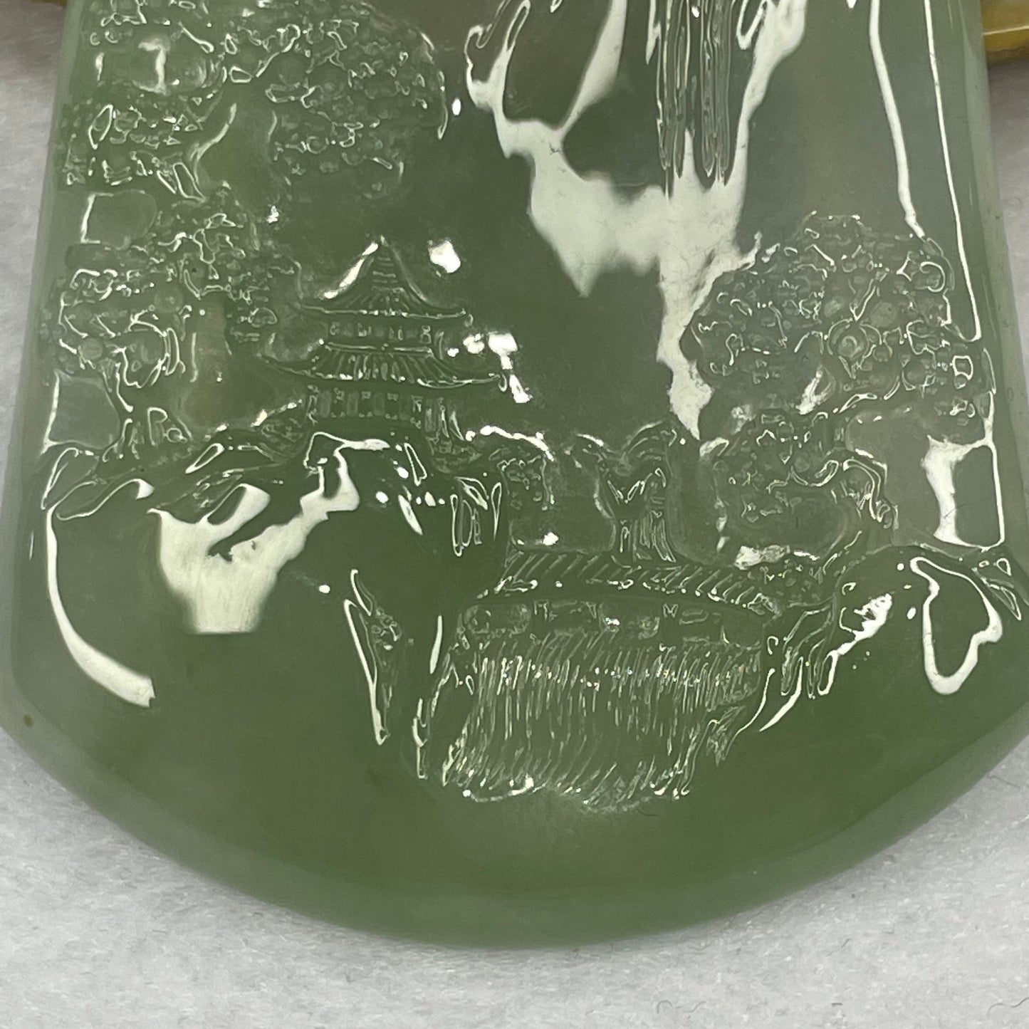 Grand Master Certified High Icy Type A Green Jadeite Shan Shui Pendant 23.48g 53.2 by 40.0 by 5.2mm