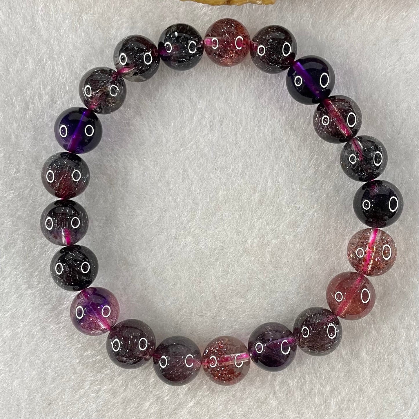 Very Very Good Grade Natural Blackcurrant Super 7 Beads Bracelet 22.56g 16cm 9.4mm 21 Beads