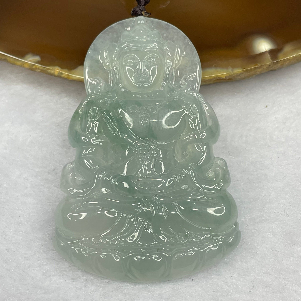 HIGH QUALITY Type A High Icy Green Piao Hua Tibetan Bodhisattva Jade Jadeite Pendant - 22.77g 56.2 by 38.1 by 6.0mm