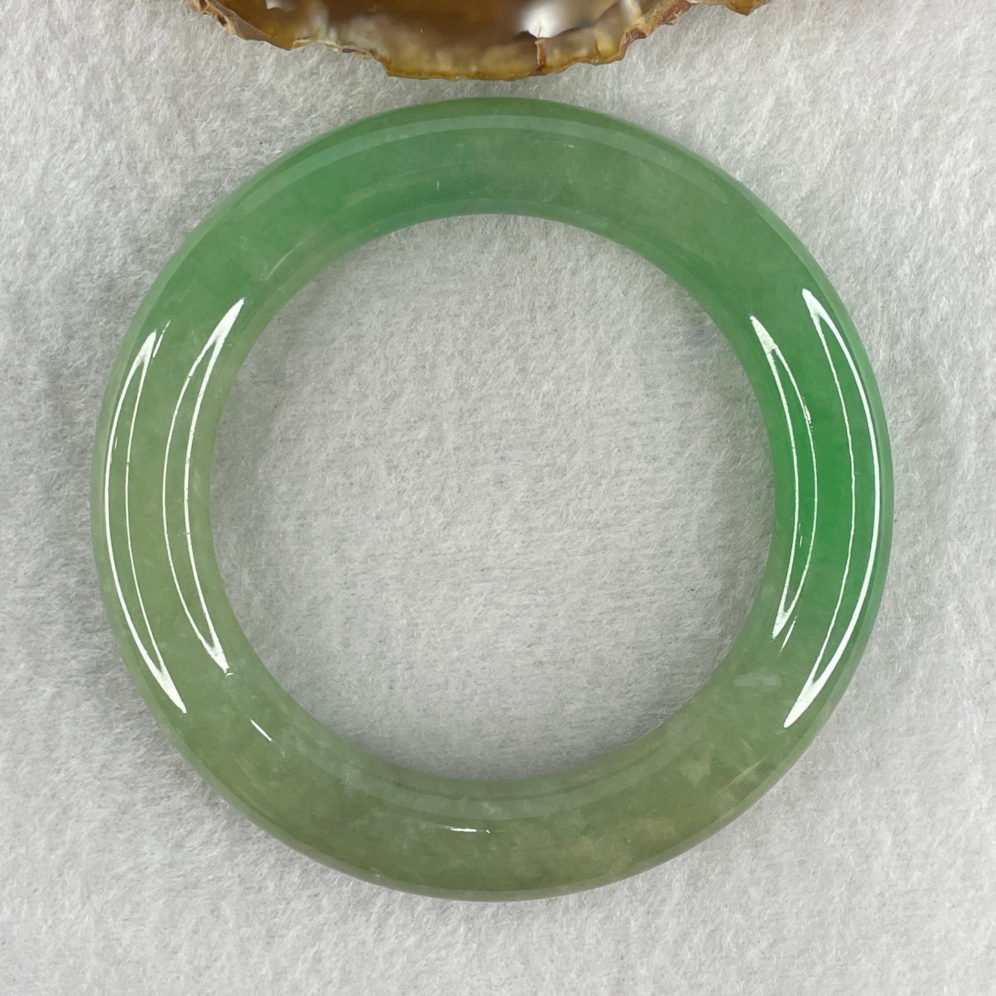 Type A Natural Jelly Full Green with Emerald Green Patches Jadeite Bangle 78.56g Inner Diameter 57.2mm 11.8 by 12.6mm (Close to Perfect)