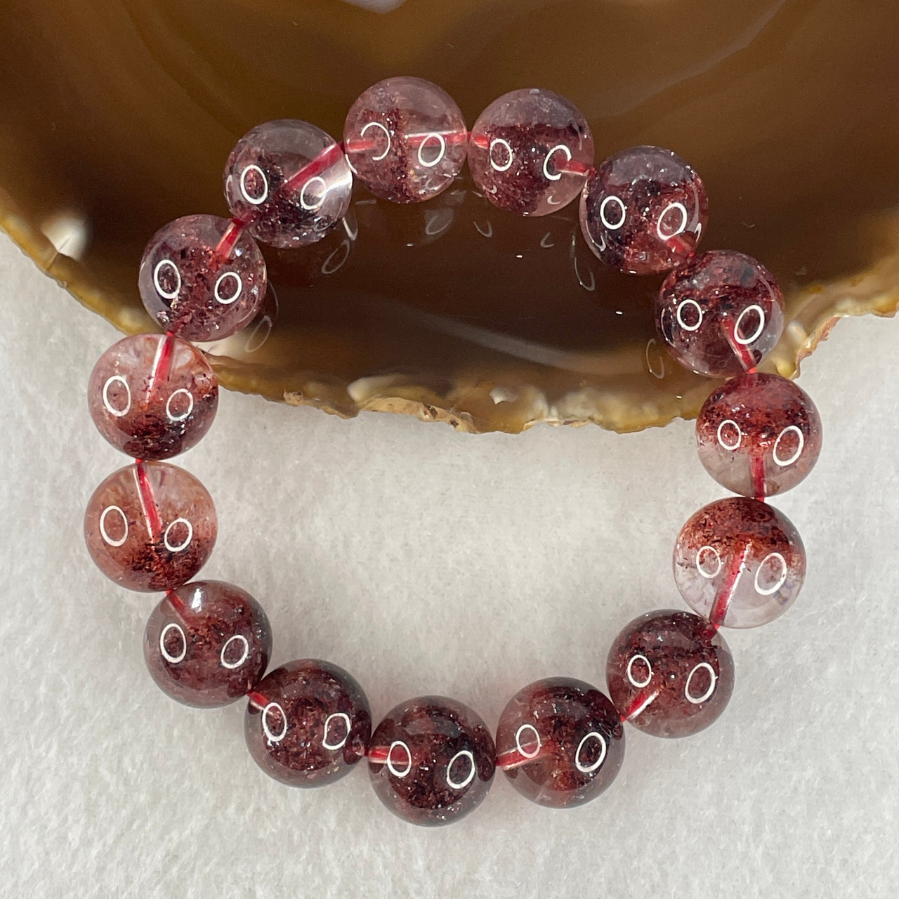 Certified Triple Excellence Natural Super 7 Strawberry Quartz Beads Necklace | 6.2mm Sacred 7-Mineral Synergy Energy (28.885g | 51cm Length | 90 Beads)