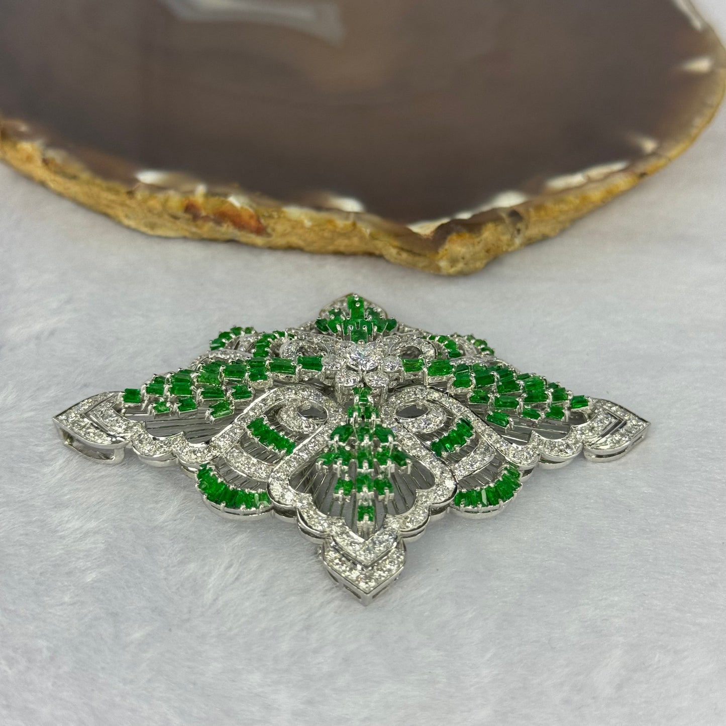 Natural Emeralds (Beryl) Approx. 5.00 cts. Total Weight 38.08g including 114 Emeralds, 208 Natural Diamonds in 14K White Gold with NGI Cert No. 82835784