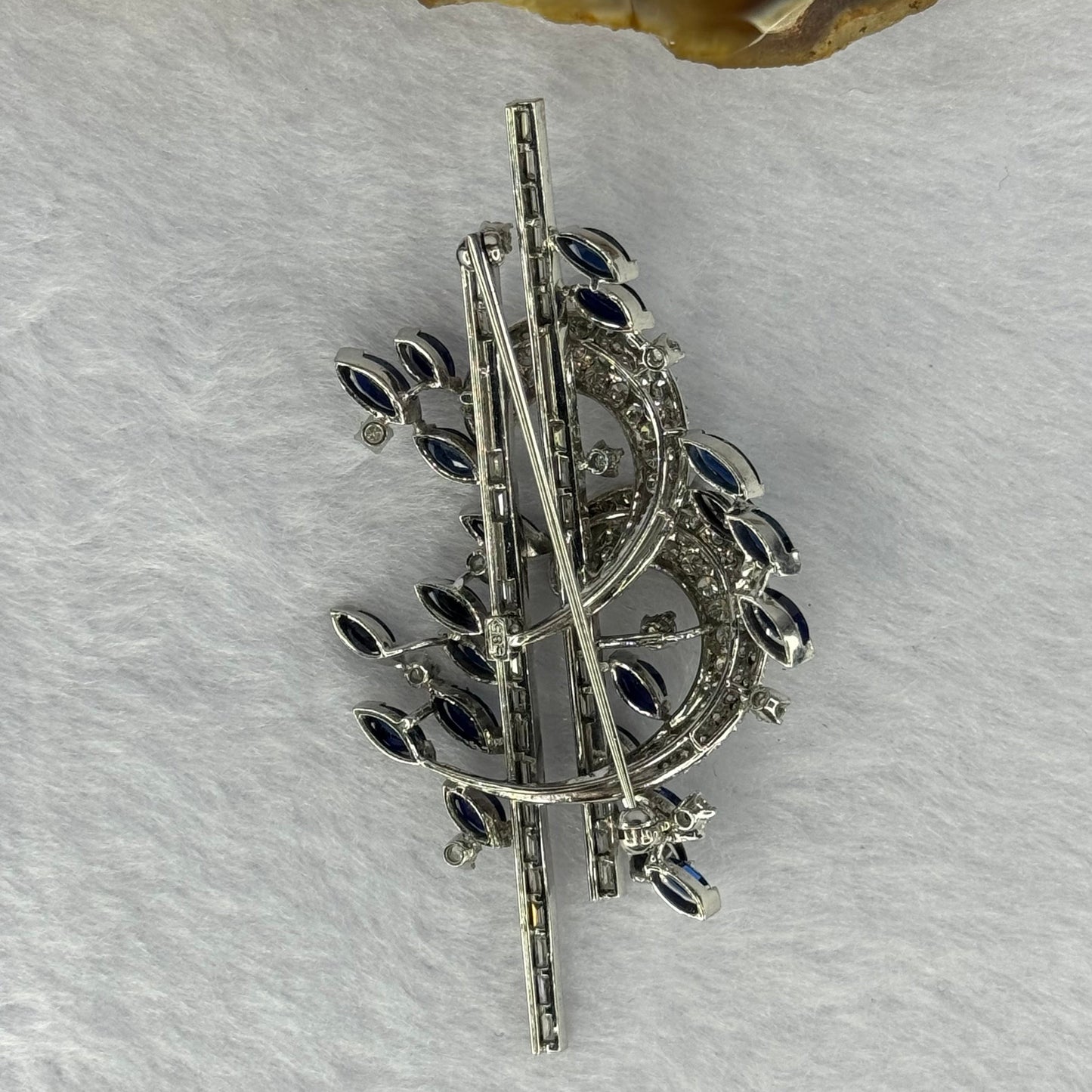 Natural Blue Sapphires (Corundum) Approx. 5.7 cts. Total 18.47g including 21 Sapphires, Natural Diamonds in 14K White Gold with NGI Cert No. 82835785