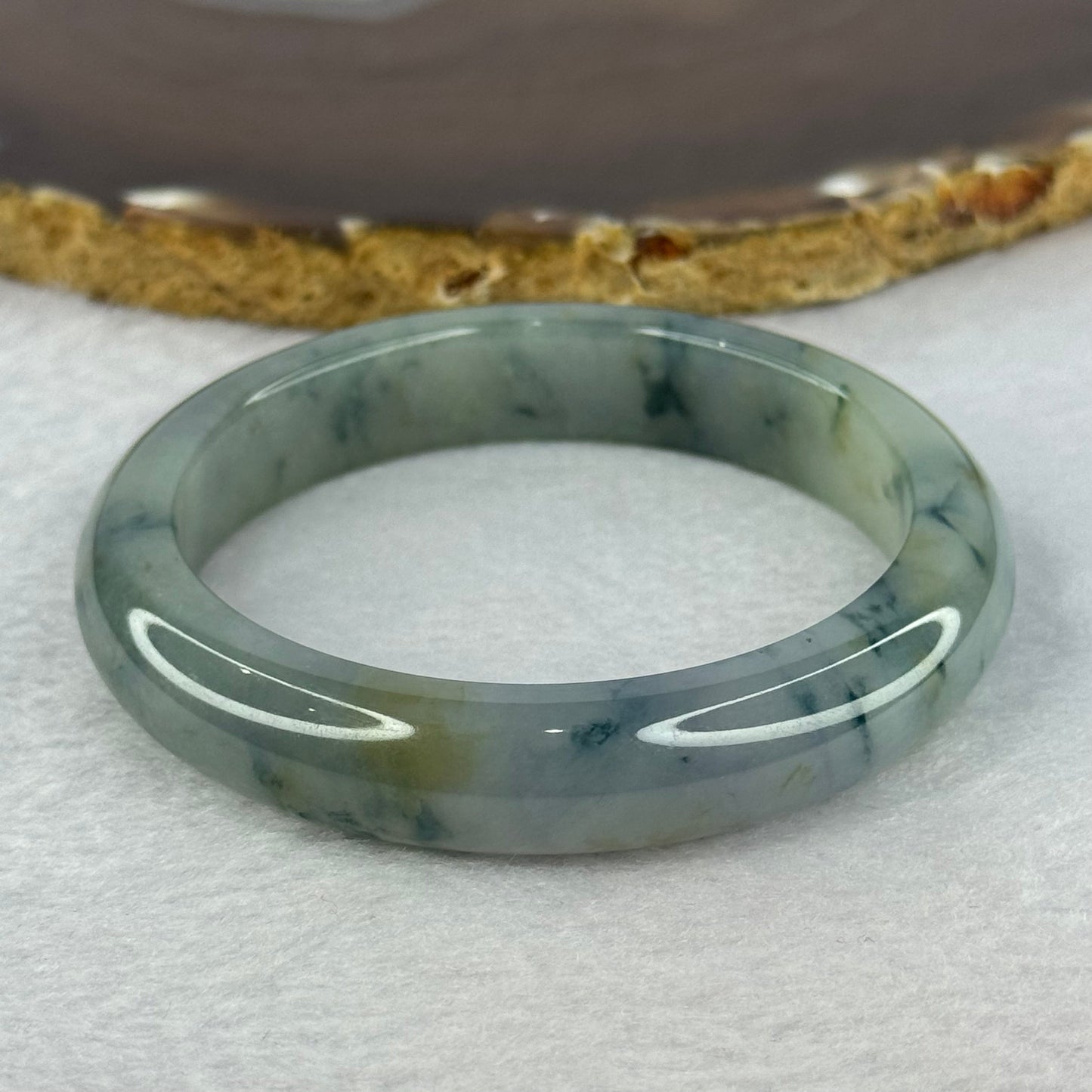 Type A Semi Icy Jelly 3 Colours Green Lavender Yellow Piao Hua Bangle 48.82g Internal Diameter 53.5mm 11.6 by 8.2mm (Close to Perfect)