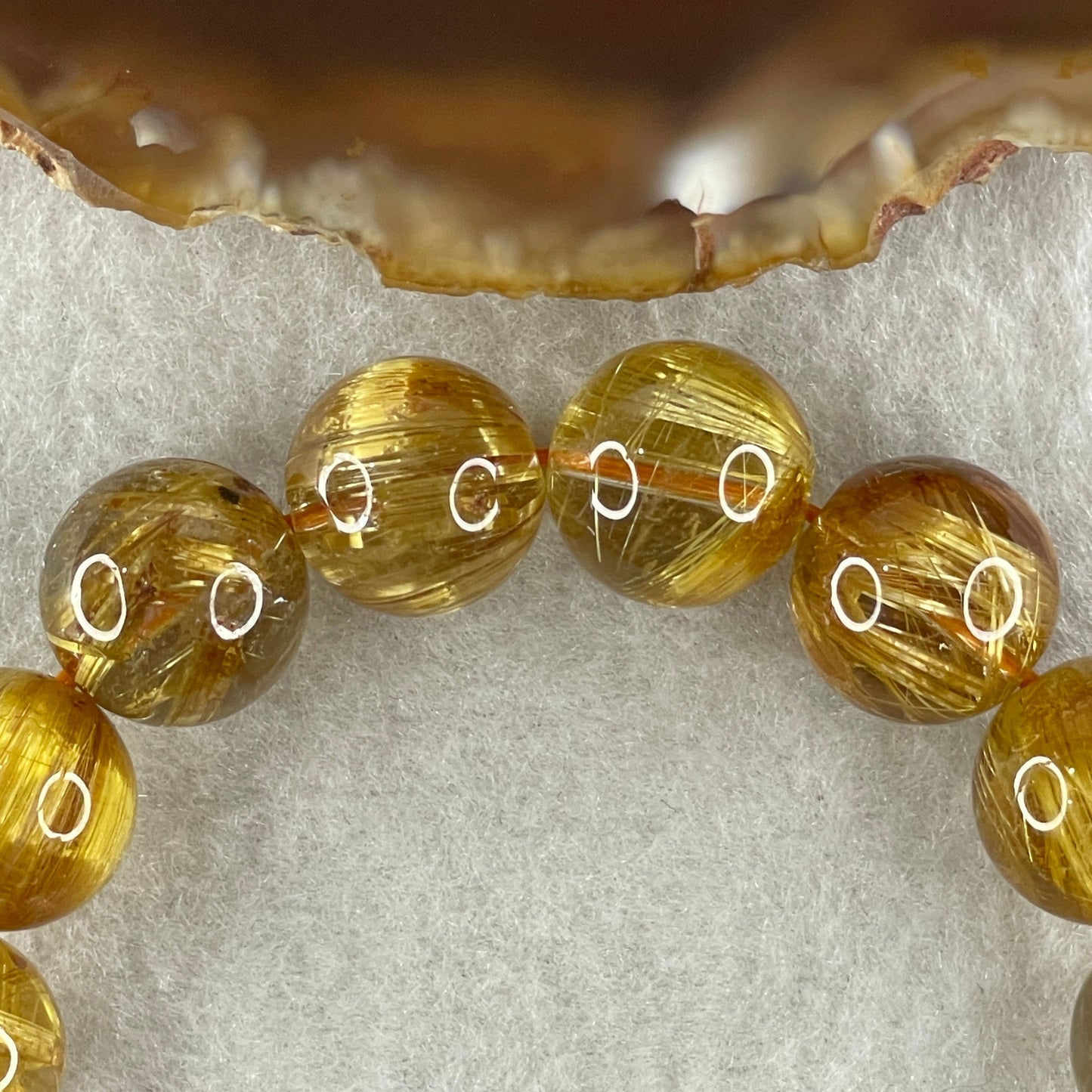 Very Very High Quality Golden Rutilated Quartz Beads Bracelet 51.01g 17.5cm 13.0mm 17Beads
