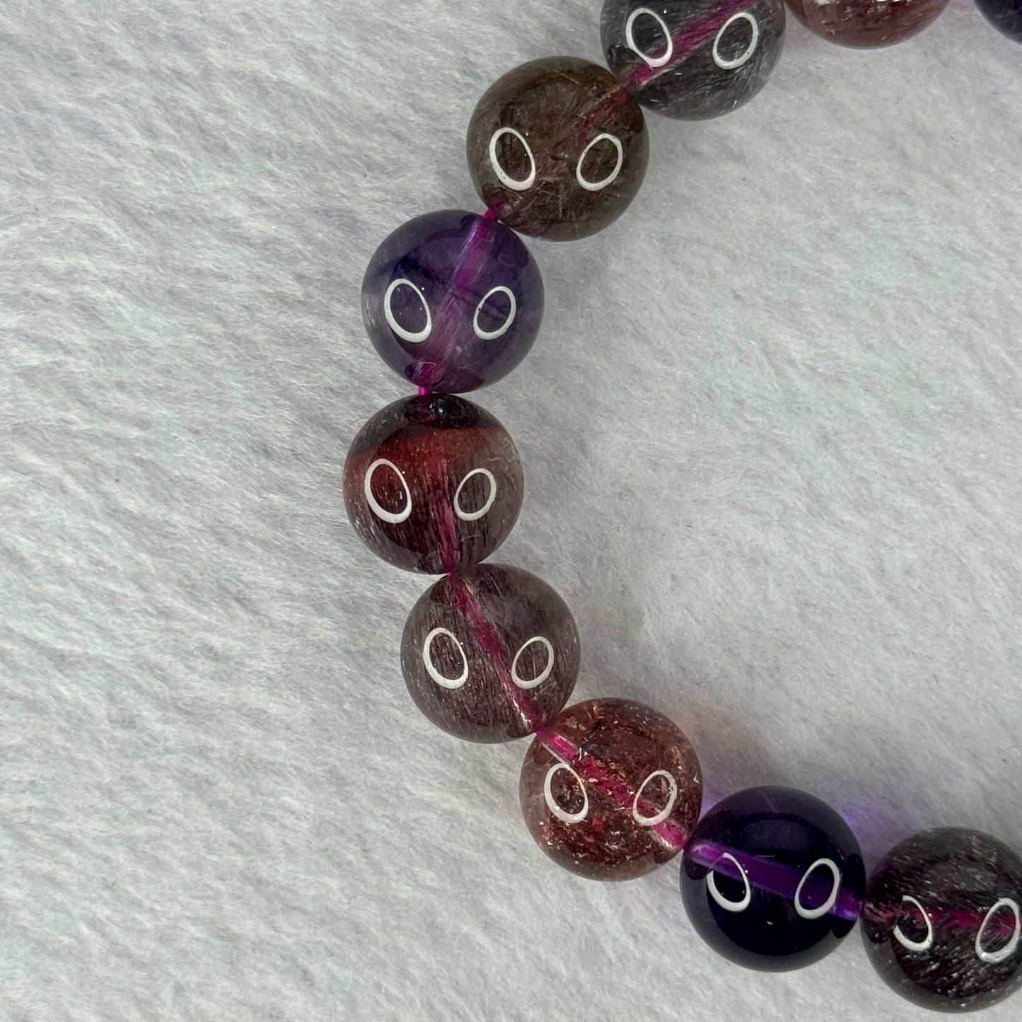 Superior Grade Natural Transparent Blackcurrant Super 7 Beads Bracelet 特级透明天然黑加仑超级七珠手链 43.28g 18cm 12.3mm 17 Beads
