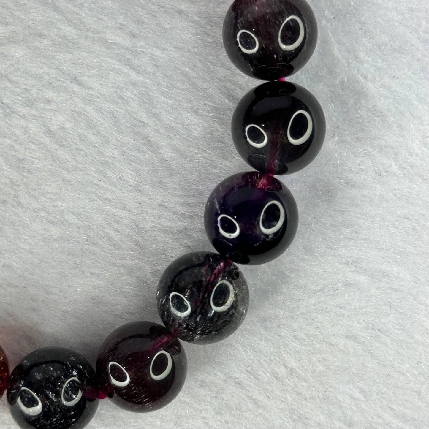 Super Rare Triple Excellence Grade Natural Transparent Dark Blackcurrant Super 7 Beads Bracelet 超级罕见三重卓越级透明深天然黑加仑超级七珠手链 43.49g 18cm 12.5mm 17 Beads