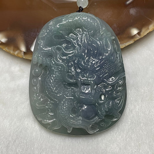18K / 750 Gold NGI Certified Rare Semi Icy Intense Lavender Jade Jadeite Dragon 85.73g 68.8 by 54.1 by 12.8mm