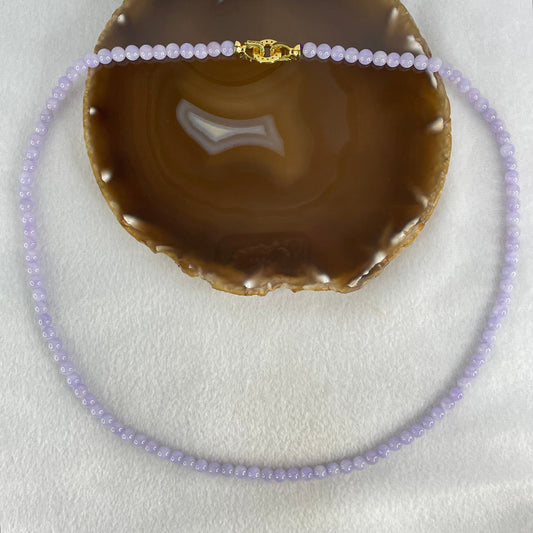 Very Rare High Grade Type A Full Intense Lavender Jadeite Beads Necklace 45.17g 64cm 6.2mm 108 Beads