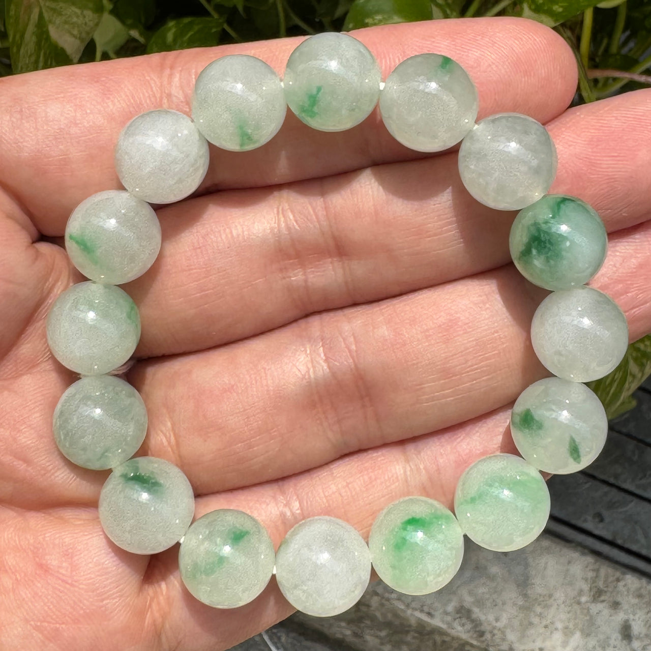 Imperial Type A Semi-Icy "Piao Hua" Spicy Green Floating Flower Jadeite Bracelet (49.45g) – Sovereign "Flowing Prosperity" Talisman for Dynamic Wealth, Growth, and Vitality 12.1mm 16 beads