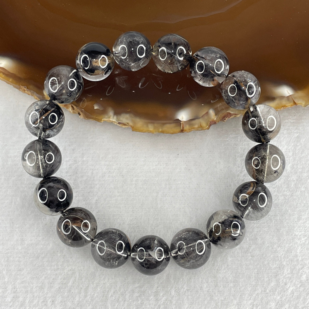 The Celestial Web | Rare Collector’s Grade Silver Titanium Rutilated Quartz Bracelet 38.68g 16cm 11.8mm 17 beads